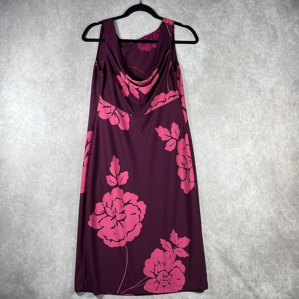 Vintage‎ Casual Corner Dress Womens Small Burgundy Red Floral Artsy Fairy Y2K